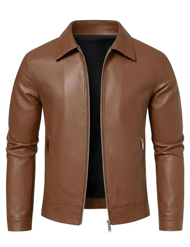 Veste de motard en cuir synthétique homme blouson léger style motard décontracté