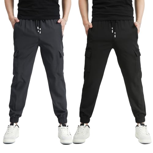 Image of Boys Cargo Joggers Pants Outdoor Youth Quick Dry Hiking Pants Lightweight Athletic Pants with Zipper Pockets