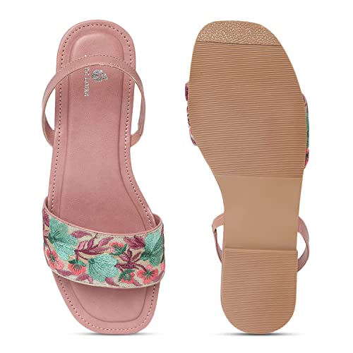 Image of Marc Loire Women's Pair of Embroidered & Embellished Flat Fashion Sandals