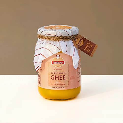 Image of Indicow Foods Vedic Bilona A2 Cow Ghee | (Kankrej Cow A2 Vedic Bilona Ghee 500 ML) | Grass Fed, Hand Churned, 100% Pure and Preservative Free