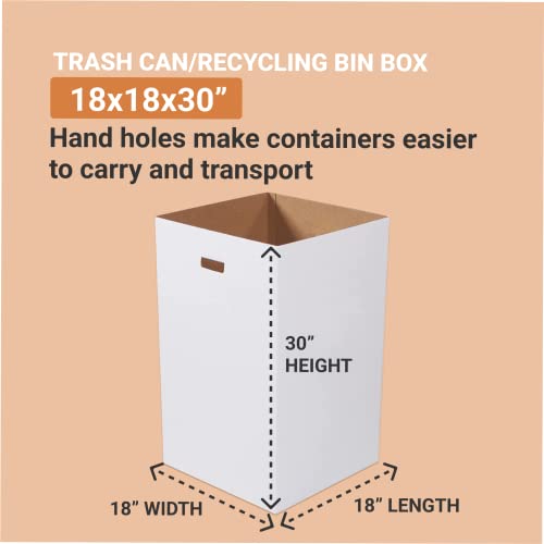 Box USA 40 Gallon 18" L x 18" W x 30" H 10-Pack Cardboard Trash Cans and Recycling Bins, Reusable or Disposable Pop Up Garbage Boxes for Parties, Outdoor Events, Heavy Duty, Plain - Thumbnail 2