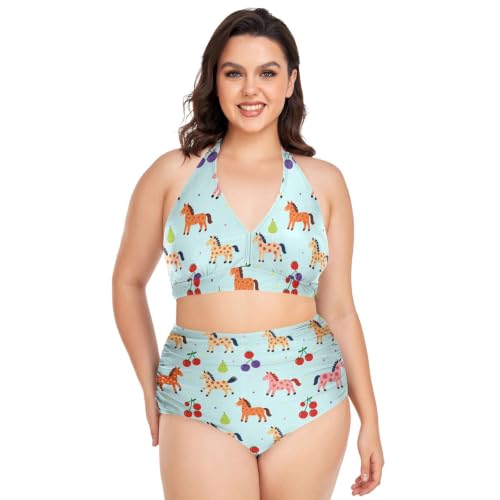 Maillot de bain 2 pièces ventre plat taille plus : confort réglable et dos nu imprimé cerise