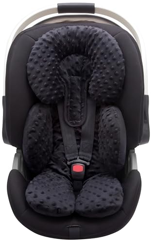 Pro Goleem Infant Car Seat Insert, Baby Head Neck Body Support, Soft Minky Newborn Car Seat Insert, 2-in-1 Reversible, Boys and Girls, Black