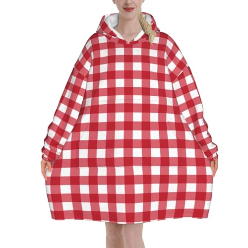 Sweat à capuche couverture flanelle motif carreaux rouges le cadeau cocooning idéal unisexe