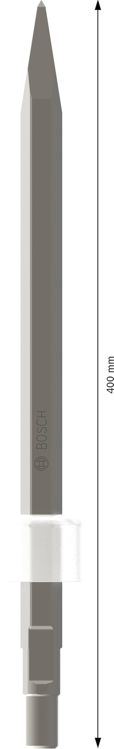 Bosch Accessories Burin Pointus à Queue Six Pans Extrémité Arrondie, 400mm Longueur Totale Gris