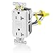 Leviton GFTR2-5LW 20A-125V Extra-Heavy Duty Industrial Grade Leaded Duplex Tamper-Resistant Self-Test GFCI Receptacle, 20-Amp, White,