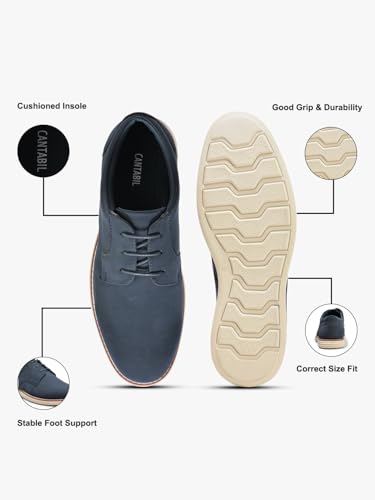 Image of Cantabil Casual Shoes for Men l Lightweight & Comfortable with Cushioned Insole PU Upper TPR Sole Lace Up Closure (P MFTW00145E)