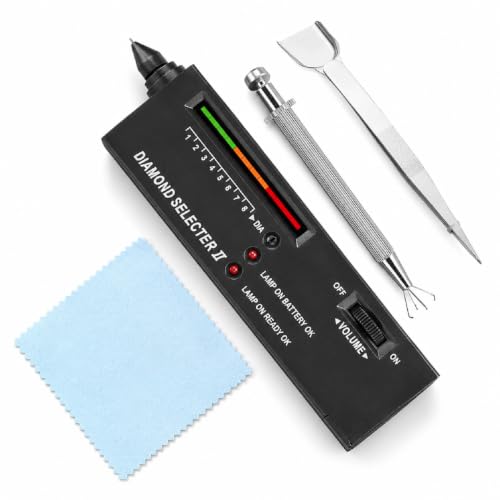 Diamond Tester Pen Kit Professional Gemstone Tester with Jewelers Loupe Gemstone Claw Stainless Steel Tweezers and Silver Polishing Cloth for Diamond Crystal Jade Ruby Sapphire Testing