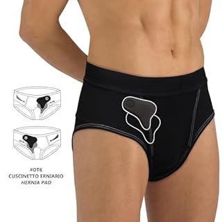 PAVIS Erniaslip Slip Uomo per Contenzione di Ernie Inguinali (Nero, S)