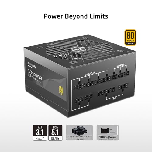 Image of ProLab Design XPower XP-750 Power Supply Unit|750w 80+Gold|Fully Modular|Japanese Capacitor|ATX 3.1, PCIE 5.1 Support|300w 12v-2x6 Connector|120mm Hydro Bearing Fan|Black Flat Cables|5 Year Warranty