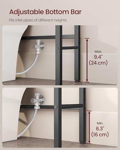 Image of VASAGLE 3-Tier Over the Toilet Storage, Adjustable Shelves, Basket, 63''H