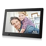 Dhwazz Digital Photo Frame, 10.5 Inch Non-WiFi USB IPS HD Electronic Picture Frames with Remote Control, Share Moments via SD Card and Mini USB, Support Slideshow, Video and Music, Motion Sensor