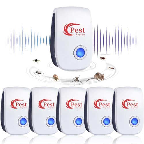 6 Pack Ultrasonic Mosquito Repellent for Mice, Ultrasonic Mosquito Repellent, Ultrasonic Mosquito Repellent for Anti Mosquitoes, Rodents, Spiders, Ants