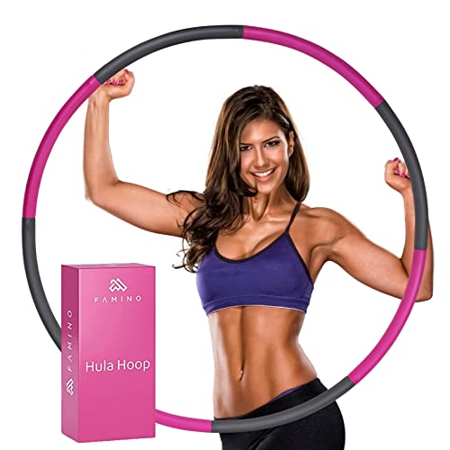 FAMINO® - Hula Hoop Reifen Erwachsene Abnehmen 1,2 kg 95cm - Hullahub Reifen mit Gewicht - maximal stabil Dank Stahlkern - Hulahupreifen - flexibel befüllbar - Hula Hoop Reifen mit Gewicht - Hulahoop Cover