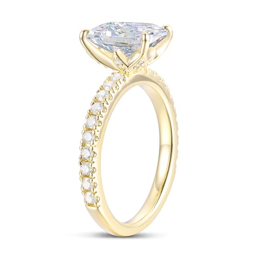 14K White Gold Engagement Ring 3CT Radiant Cut Moissanite Rings 14K Gold Moissanite Engagement Ring for Women2