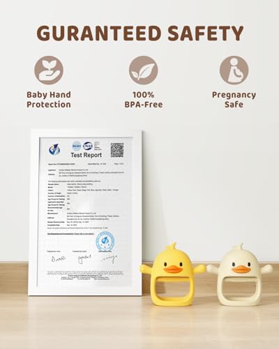 Image of ChooKaChoo 2 Pack Baby Teething Toy for Over 3 Months, Food Grade Silicone Teething Mitten, Anti Dropping Wrist Hand Teethers Baby Chew Toys for Sucking Needs, BPA Free (Duckie)
