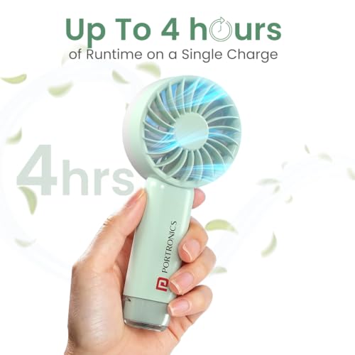 Image of Portronics Toofan Mini 2 Rechargeable Personal Hand Fan with 4000mAh Battery, Up to 6000 RPM High-Speed Airflow, 5 Speed Levels, BLDC Motor, Type-C Charging, For Travel, Office, Makeup & Outdoor