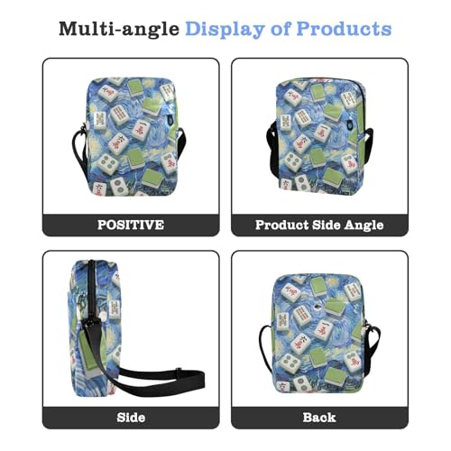 KLL Art Painting Blue Chinese Mahjong messenger bag for women crossbody Vegan Leather mens shoulder bag Casual Shoulder Handbags4