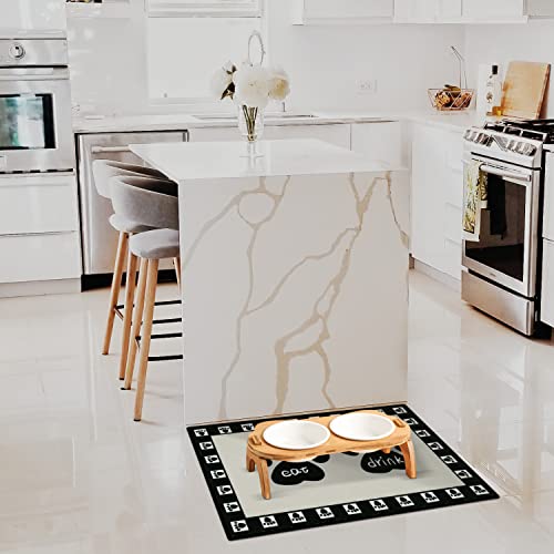 Dog-Food-Mat-Water-Absorbent-Pet-Food-Mat-Non-Slip-Placemat-for-Pets-Bowl-and-Water-Easy-to-Clean-Machine-Washable-Feeding-Mats-for-Medium-Breed-Large-16-x-24Paw Dog Food Mat Water Absorbent Pet Food Mat Non Slip Placemat for Pets Bowl and Water Easy to Clean Machine Washable Feeding Mats for Medium Breed Large 16 x 24Paw