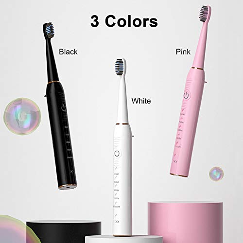 Leeofty Escovas de dentes elétricas 2 em 1 e escova de limpeza facial para adultos com 4 cabeças de