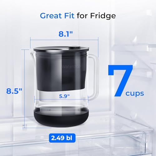 Image of Waterdrop Glass Water Filter Pitcher with 1 Filter, Eco-Friendly, with NSF 53&42&372 Certified Filter, 7-Cup, Reduces PFOA /PFOS, Chlorine, Cadmium, Copper, Mercury, BPA Free, Easy to Clean, Black