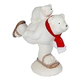  BURI Deko-Figur Eisbär auf Schlittschuh 44x39x21cm Tierfigur Weihnachtsdeko Tischdeko