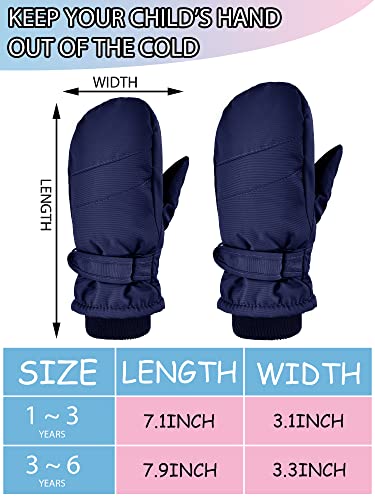 3 Pairs Kids Waterproof Mittens Thicken Toddler Winter Snow Gloves Warm Ski Gloves for Girls Boys3
