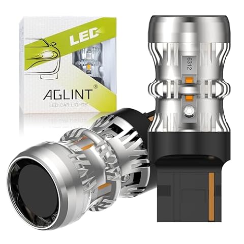 AGLINT T20 LED żarówki z wentylatorem CANBUS bez błędów Anti Hyper Flash W21W 7440 LED żarówka samochodowa kierunkowskaz bursztynowy 2 sztuki (T20/W21W/7440)