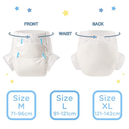 LittleForBig 5500-5800 ml Erwachsenen Windeln 10 Stück - ABDry Weiße Windeln (XL)