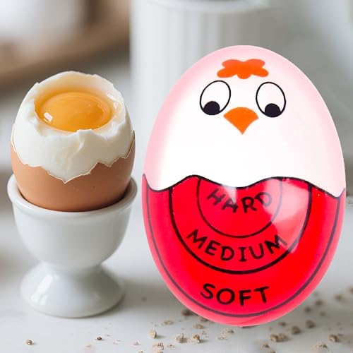 Red Kitchen Egg Timer – Color Changing Timer for Hard or Soft Boiled Eggs, 2.2×1.6×1.3 inch