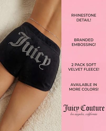 Image of Juicy Couture Women's 2-Pack Sleep and Lounge Velvet Fleece Dolphin Shorts