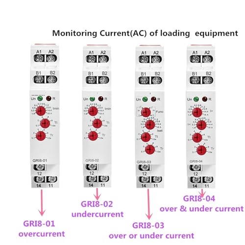 Relé de monitoreo de corriente GRI8-03 para control de bajo voltaje en cuadros eléctricos 2A 6