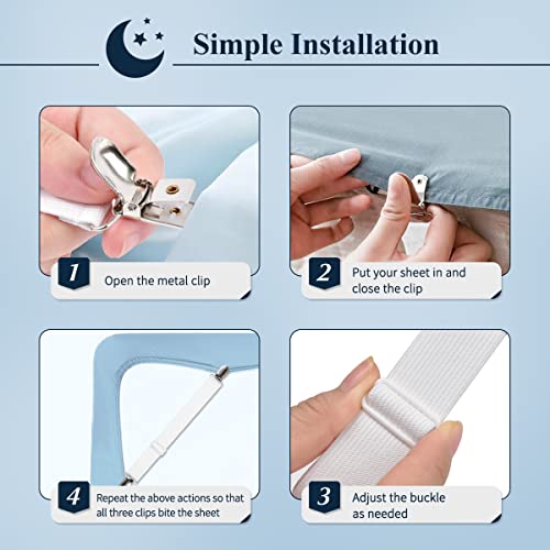 image for Bed Sheet Straps, Sopito Adjustable Elastic Fitted Sheet Corner Holder