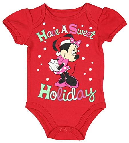 Minnie Mouse Holiday Navidad Baby Girls Bodysuit para recién nacida