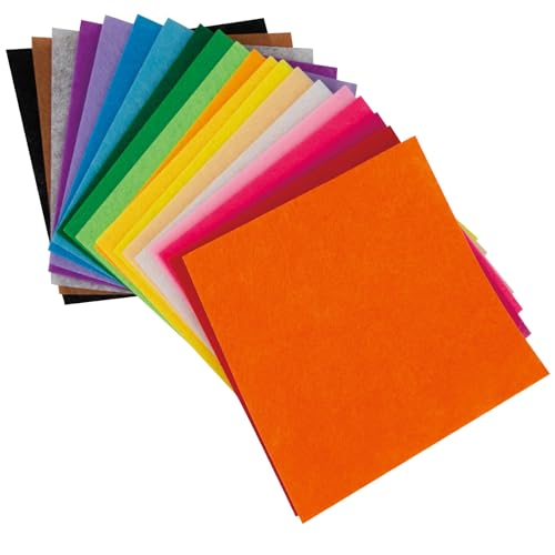 Felt Fabric Sheets, 20 Pcs Assorted Colors Felt Crafts for Crafts DIY Craftwork Sewing Patchwork Projects Decoration, 15 x 15 cm