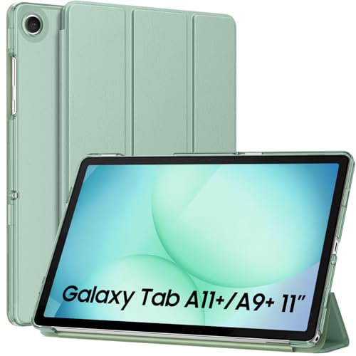 Image of MoKo for Samsung Galaxy Tab A11 Plus / A11+ Case 11 Inch 2026, Galaxy Tab A9 Plus / A9+ Case 11 Inch 2024, Slim Stand Hard PC Translucent Back Shell Smart Cover, Auto Wake /Sleep, Agave Green
