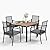 MIXPATIO 5 Piece Patio Metal Dining Set, Outdoor Table and Chairs for 4, Powder-Coating Steel Chairs with 4" Thickened Cushions, 42" Square Wood Grain Table with 1.57" Umbrella Hole for Deck Backyard