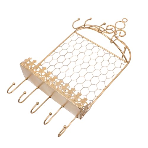 OUNONA 1 Pièce Porte-bijoux Mural Mur De Support De Collier Monté Organisateur De Bijoux Étagère Cage Pendaison Stockage Clé Porte-collier Présentoir à Bijoux Fer Forgé