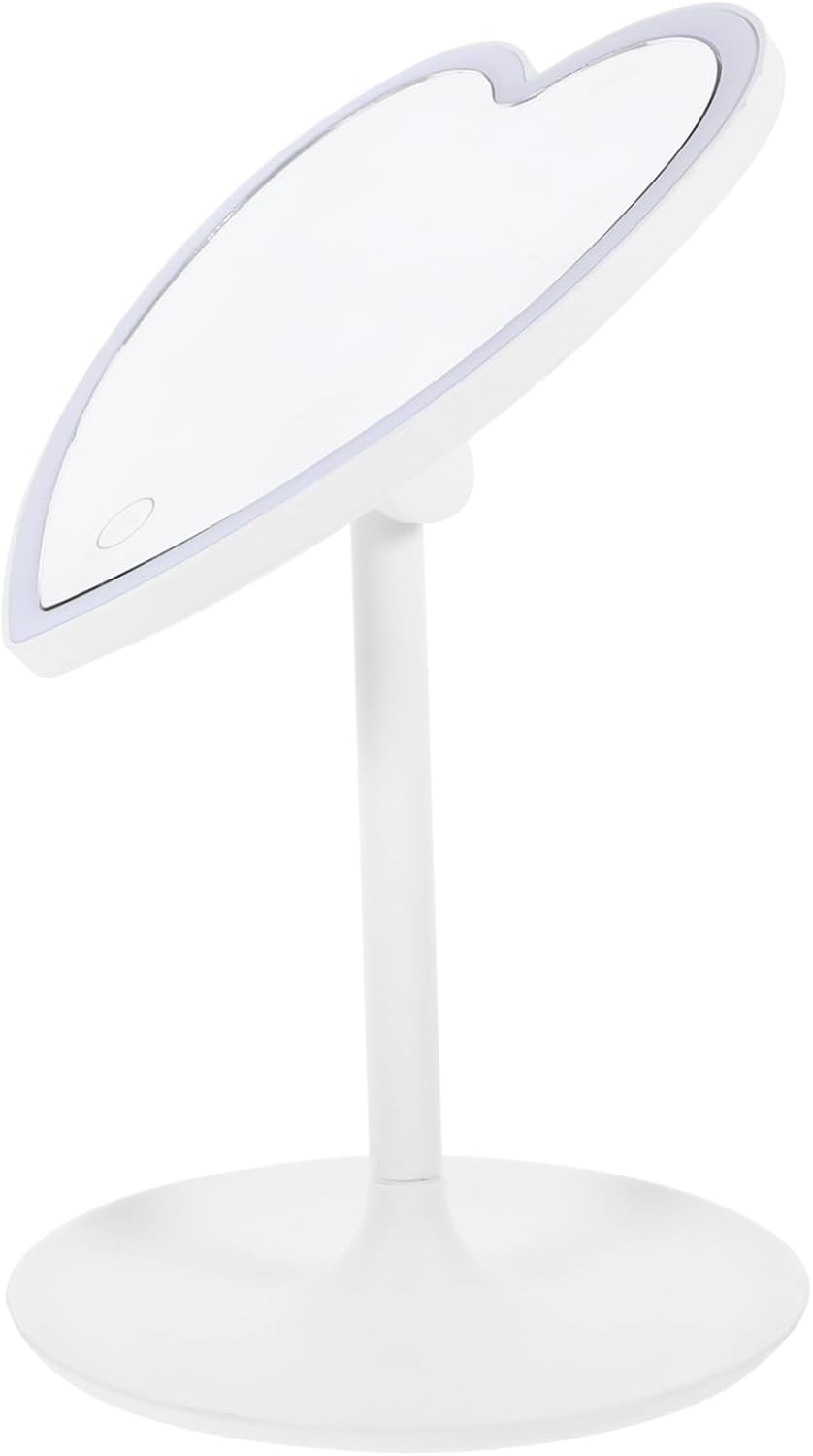 Heart Shaped LED Makeup Mirror Smart Lighted Desktop Cosmetic Mirror for Women Portable Travel Vanity Mirror Brightness Design for Home and Travel Use