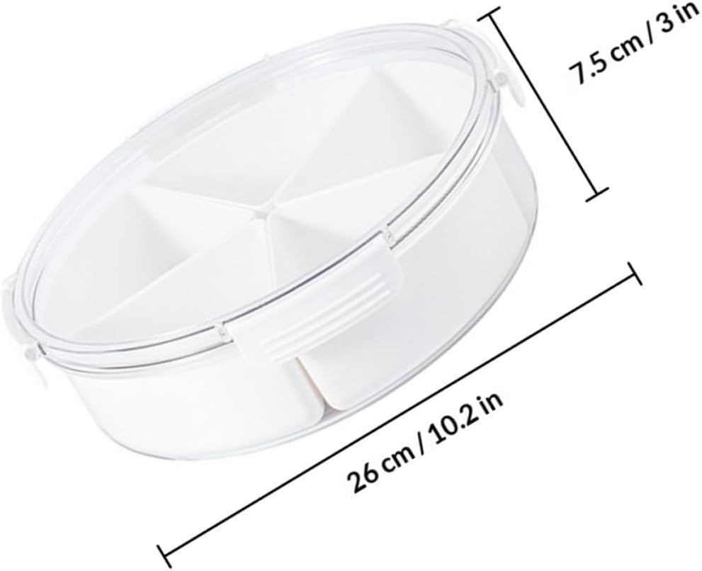 Compartment Candy Tray with Lid round Five-section Snack Box Food Storage Organizer for Living Room Dried Fruit Nuts Candy
