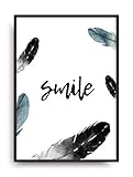 Kunstdruck SMILE Fine Art Poster Print Plakat moderne Vintage Deko Bild ohne Rahmen DIN A4 Geschenk