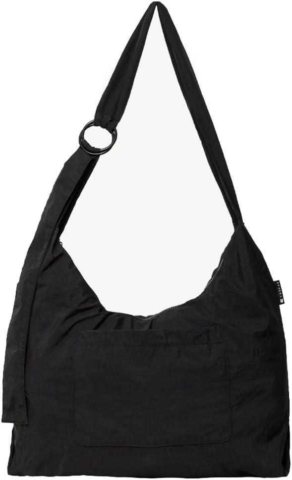 Thread Wallets Slouchy Bag for Women & Men - Crescent Sling Bag with Adjustable Strap and Zip Pocket, Unstructured & Foldable (Black, Regular)
