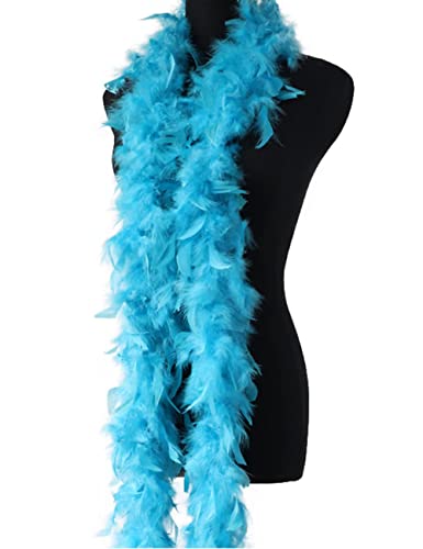 CYCFMYYLY Colorful Feather Boa 2 Meters Long - Approx 60 G. for Crafts Fluffy Blue Feather Boa DIY Girls Fancy Dress Accessories Christmas Carnival Dancing Wedding Party