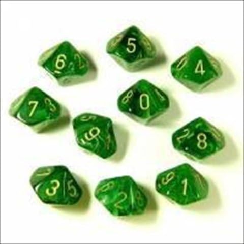 Green/Gold Vortex d10 Set (10)