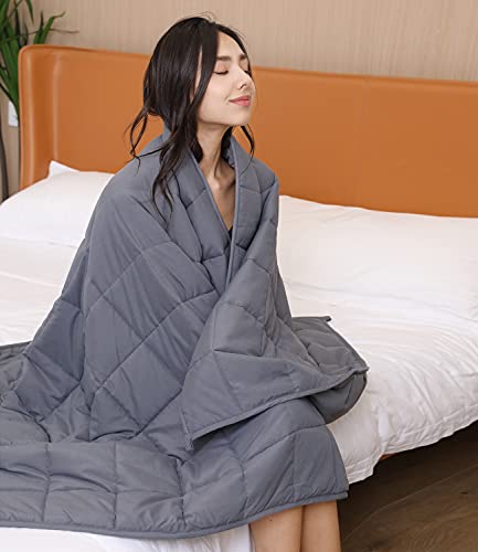 G&Monday Weighted Blanket (15 lbs, 60" x 80") for Adults Kids Natural Deeper Sleep, Premium Material with Glass Beads (Dark Grey)