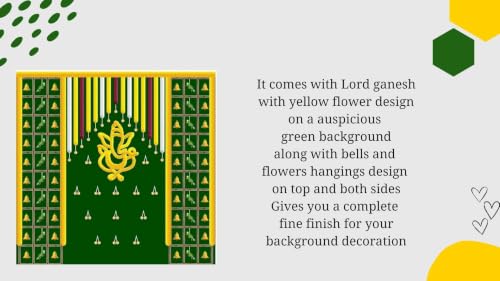 Image of varamahalakshmi Backdrop | Lakshmi Pooja Backdrop Cloth | Ganesha backdrops Decorations Cloth | Pooja Backdrop Cloth (gy Ganesh (5x5 ft)) vinayaka Backdrop Decoration