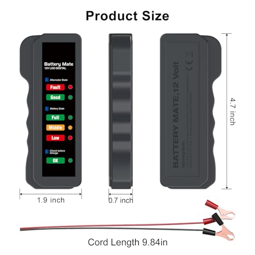 12V Car Battery Tester and Alternator Tester, Automotive Load Tester Indicator, 12 Volt Auto Check for Automobile