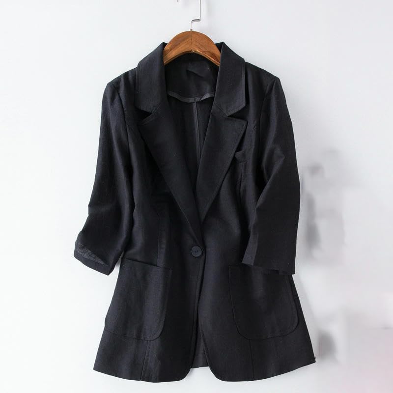 Blazer en coton et lin style Hong Kong veste décontractée chic - 7