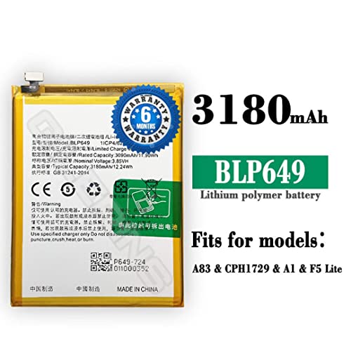 Image of Original BLP649 Battery for Oppo A83-2018 / CPH1729, CPH1821 Oppo A1 / Oppo A83T / 3100mAh 6 Months Warranty(for Oppo BLP649)