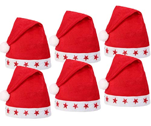 SoMulti Lot 6 Bonnets De Père Noël Etoiles Lumineuses Accessoires Fête Adulte